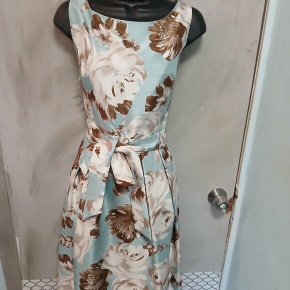 J.Howard Aqua Retro Floral Dress - Picture 1 of 10